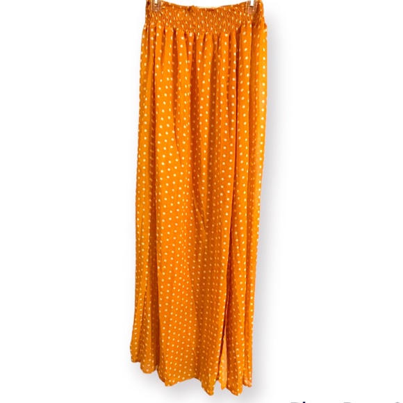 Maxi Skirt & Tube Top Set | Burnt Orange Polka Dot Flowy Sexy Date Summer Cute - Picture 2 of 13